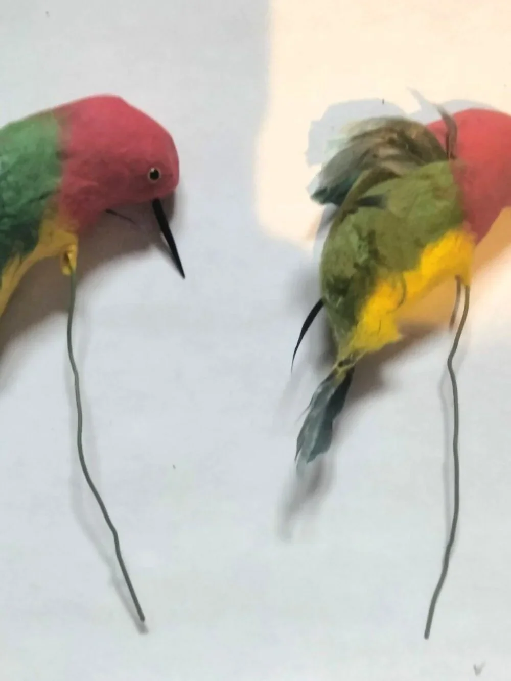 Colorful Decorative Feathered Bird Hummingbird Figurine Wire Floral Crafts Lot 2